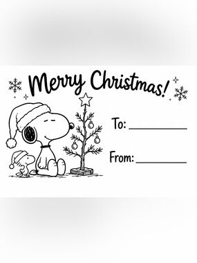 Handmade 50count Snoopy Merry Christmas Stickers